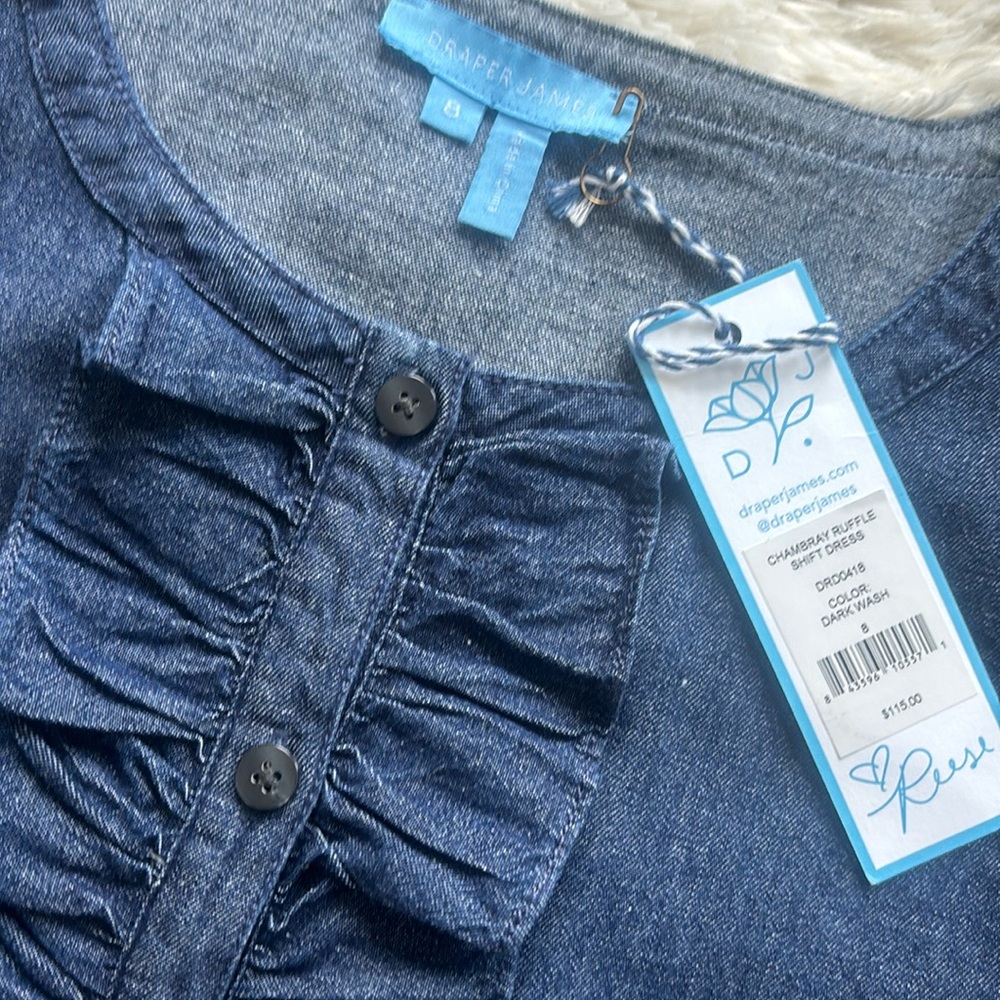 Draper James Chambray Ruffle Shift Dress - Picture 8 of 12